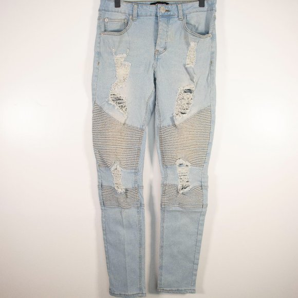 🏁 2/$30 - The Rockn Rev Distressed Moto Stretch Skinny Jeans - Picture 1 of 8